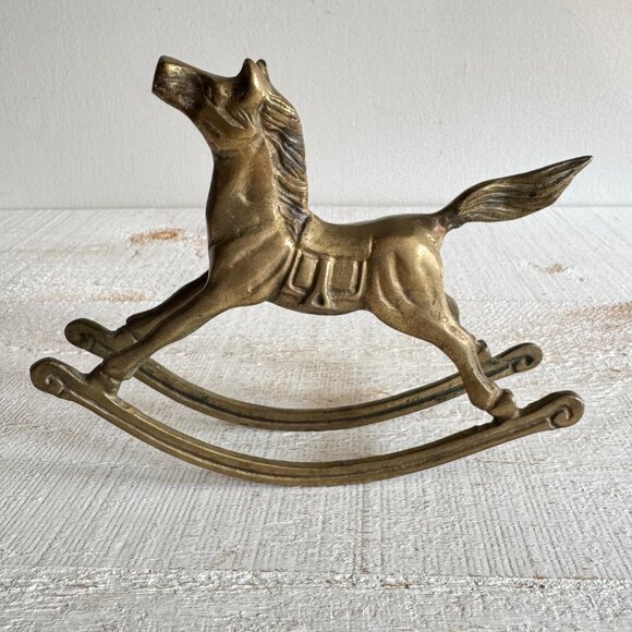 Vintage Solid Brass Rocking Horse Figurine - Picture 3 of 10